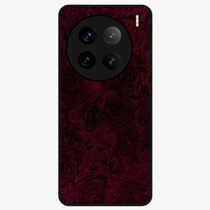 Crimson Fade Flow Glass Case showing flat back view with flowing crimson gradient artwork and glossy glass finish.