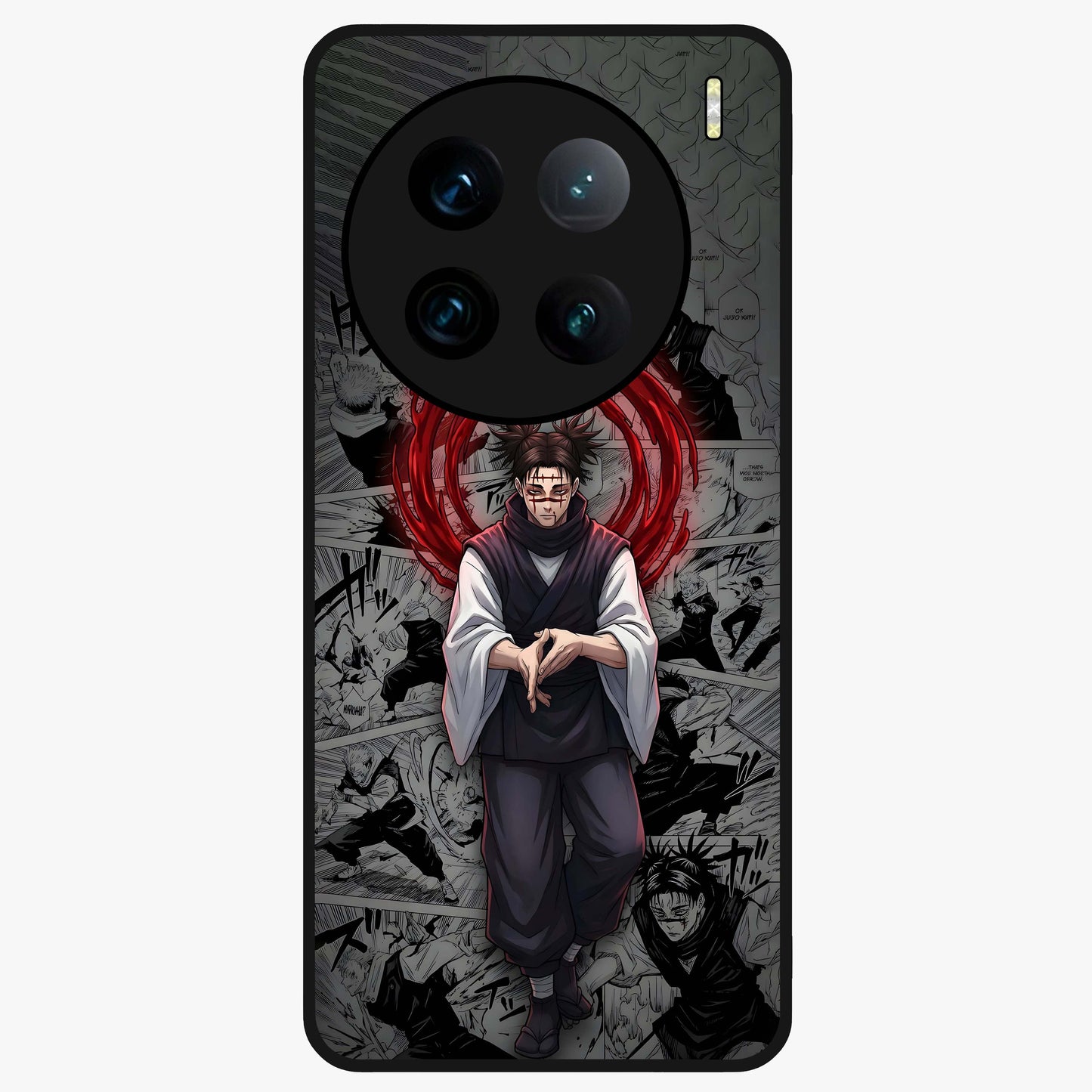 Cursed Ritual Ascension Glass Case showing flat back view with dark ritual themed artwork and glossy glass finish.