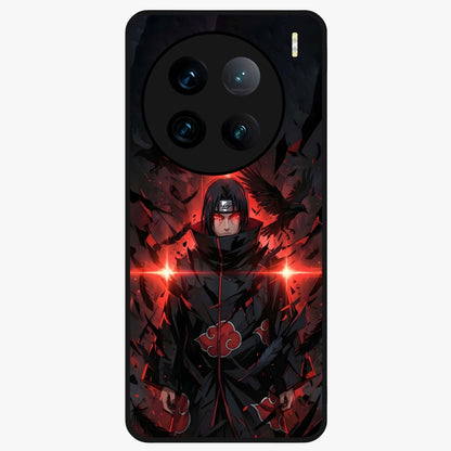 Focused Blade Discipline Glass Case showing flat back view with warrior sword themed artwork and glossy glass finish.