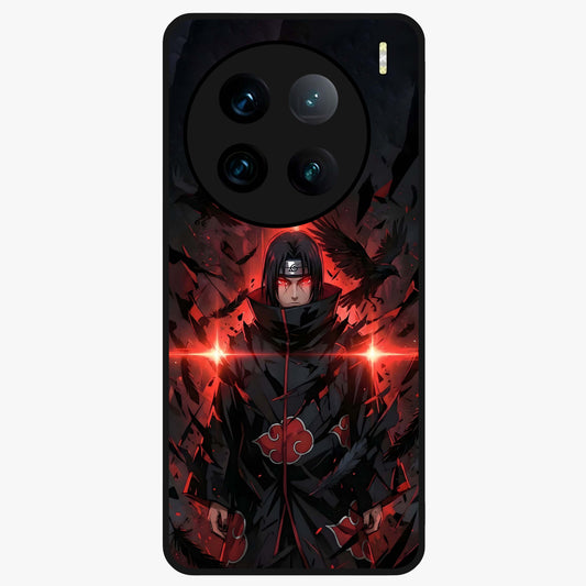 Focused Blade Discipline Glass Case showing flat back view with warrior sword themed artwork and glossy glass finish.