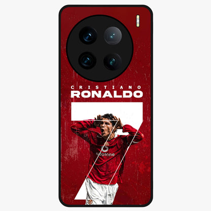 Goal Celebration Legacy Glass Case showing flat back view with football celebration inspired artwork and glossy glass finish.