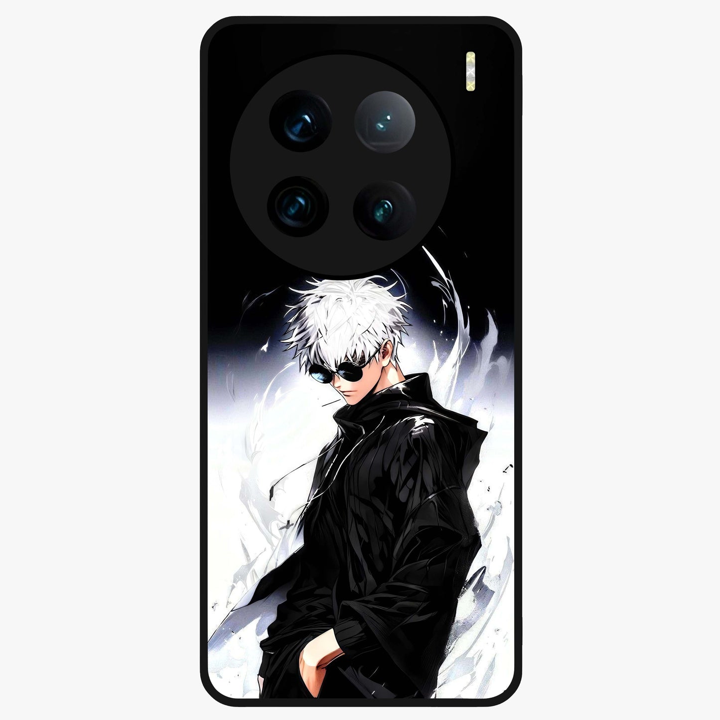 Limitless Shadow King Glass Case showing flat back view with powerful shadow warrior artwork and glossy glass finish.