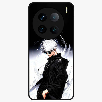 Limitless Shadow King Glass Case showing flat back view with powerful shadow warrior artwork and glossy glass finish.