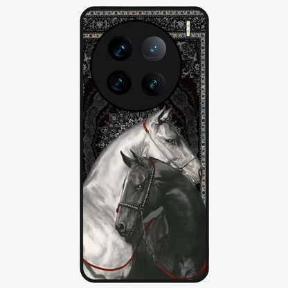 Majestic Ride Legacy Glass Case showing flat back view with powerful automotive inspired artwork and glossy glass finish.