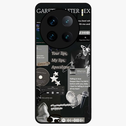 Midnight Love Echo Glass Case showing flat back view with romantic midnight themed artwork and glossy glass finish.