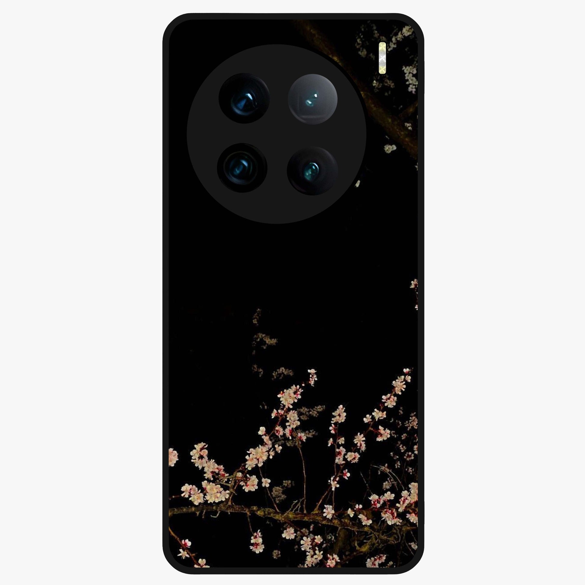 Petal Moon Light With Custom Name Glass Case showing flat back view with floral moonlight artwork and personalized name design.