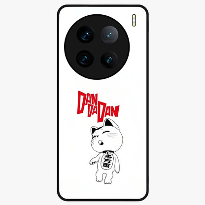 Playful Spirit Charm Glass Case showing flat back view with cheerful charm themed artwork and glossy glass finish.