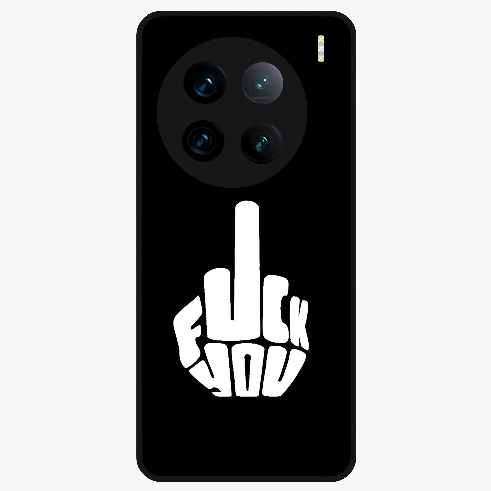 Rebel Mode On Glass Case showing flat back view with bold rebellious typography artwork and glossy glass finish.