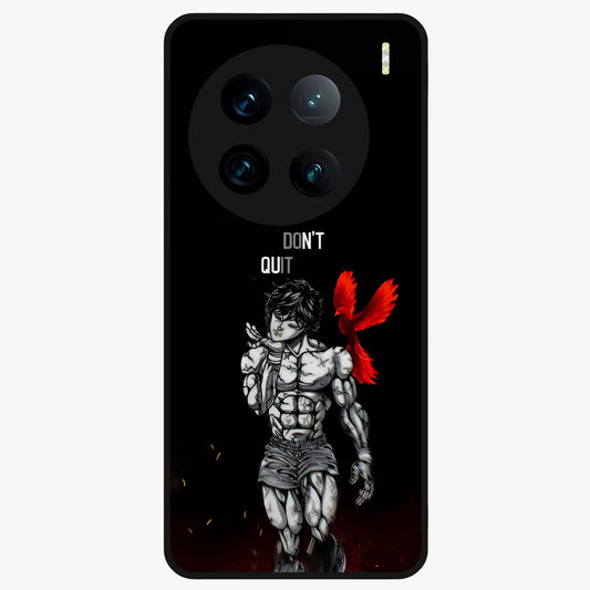 Rise Beyond Limits Glass Case showing flat back view with motivational typography artwork and glossy glass finish.