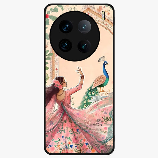 Royal Grace Muse Glass Case showing flat back view with elegant artistic artwork and glossy glass finish.