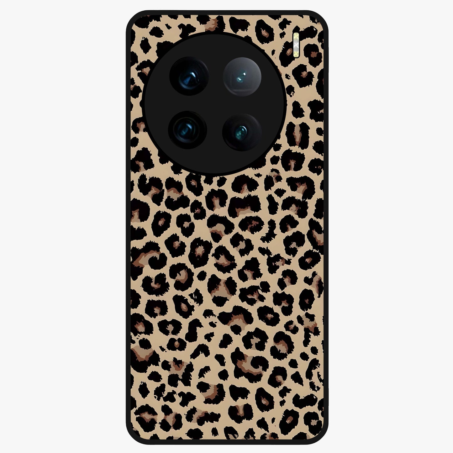 Savage Chic Pattern Glass Case showing flat back view with stylish patterned artwork and glossy glass finish.