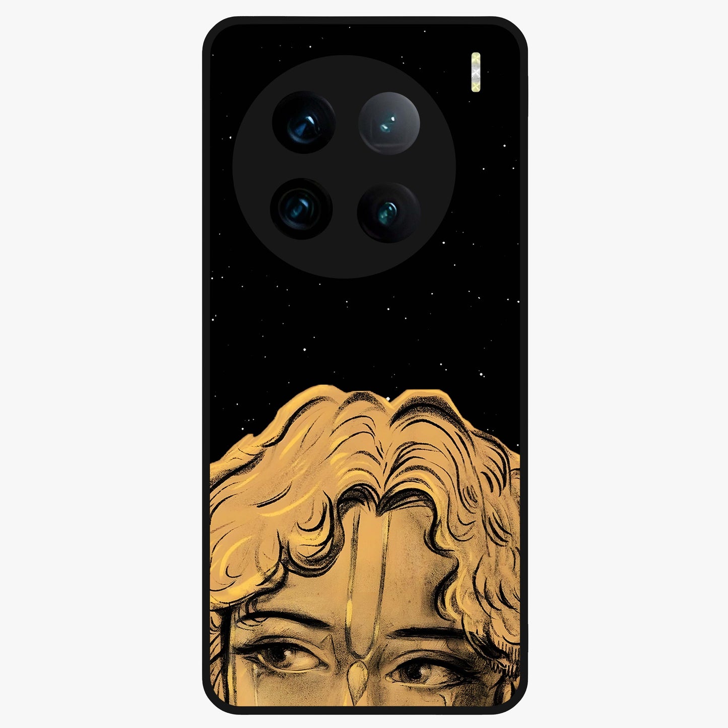 Shri Krishna Art Glass Case showing flat back view with devotional Krishna artwork and glossy glass finish.