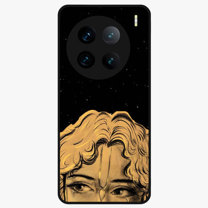 Shri Krishna Art Glass Case showing flat back view with devotional Krishna artwork and glossy glass finish.