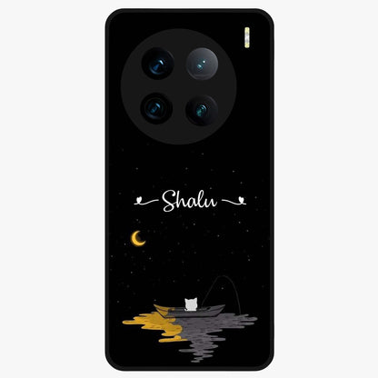 Silent Night Row Glass Case showing flat back view with calm night themed artwork and glossy glass finish.