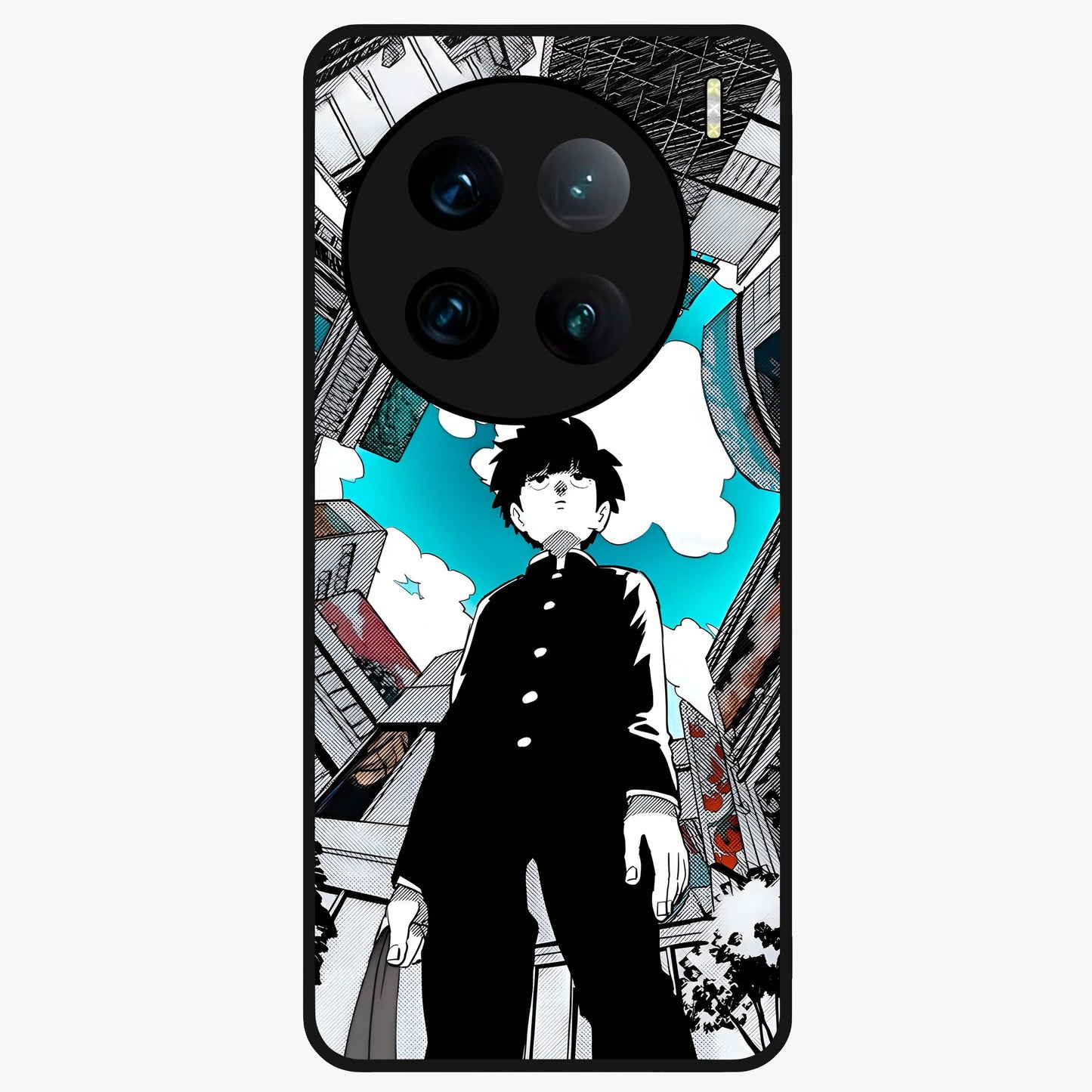 Silent Psychic Awakening Glass Case showing flat back view with mystical psychic themed artwork and glossy glass finish.