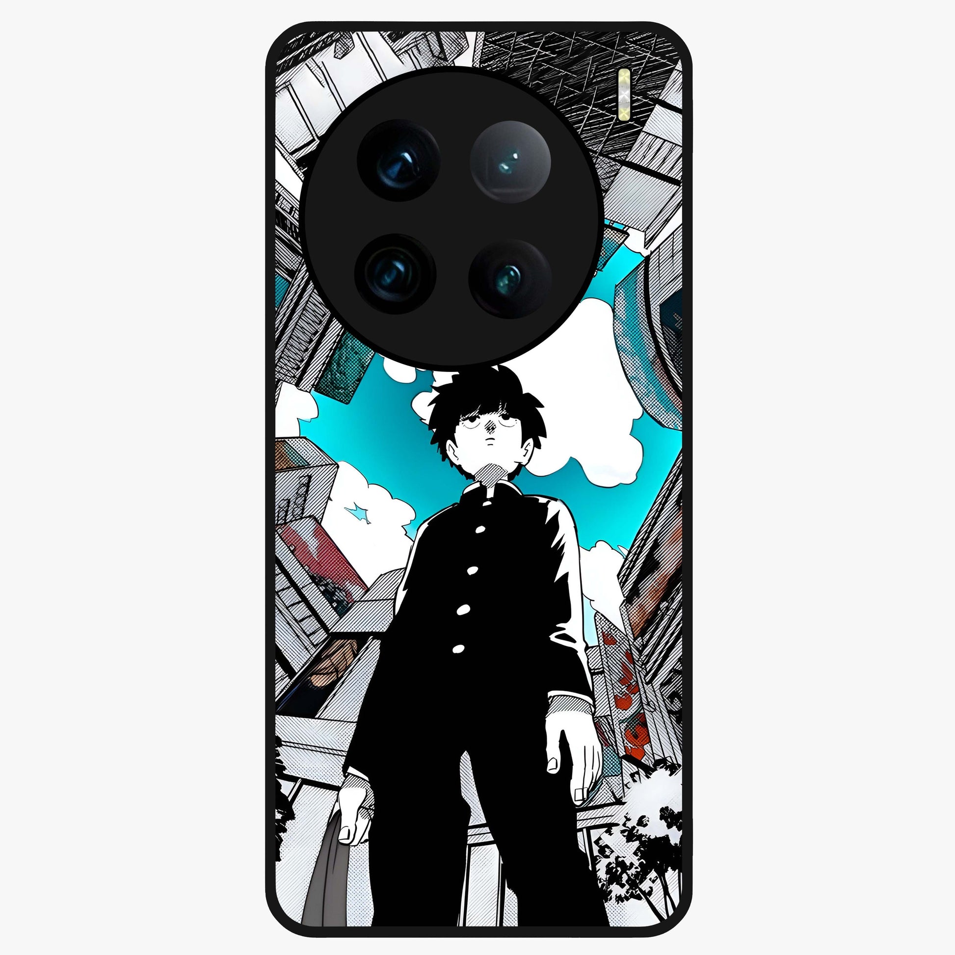 Silent Psychic Awakening Glass Case showing flat back view with mystical psychic themed artwork and glossy glass finish.