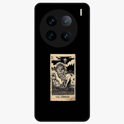 The Empress Glass Case showing flat back view with regal feminine artwork and glossy glass finish.