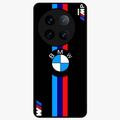 Turbo BMW Beast Glass Case showing flat back view with high performance sports car artwork and glossy glass finish.