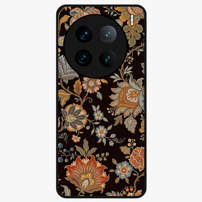 Vintage Floral Dream Glass Case showing flat back view with classic floral artwork and glossy glass finish.