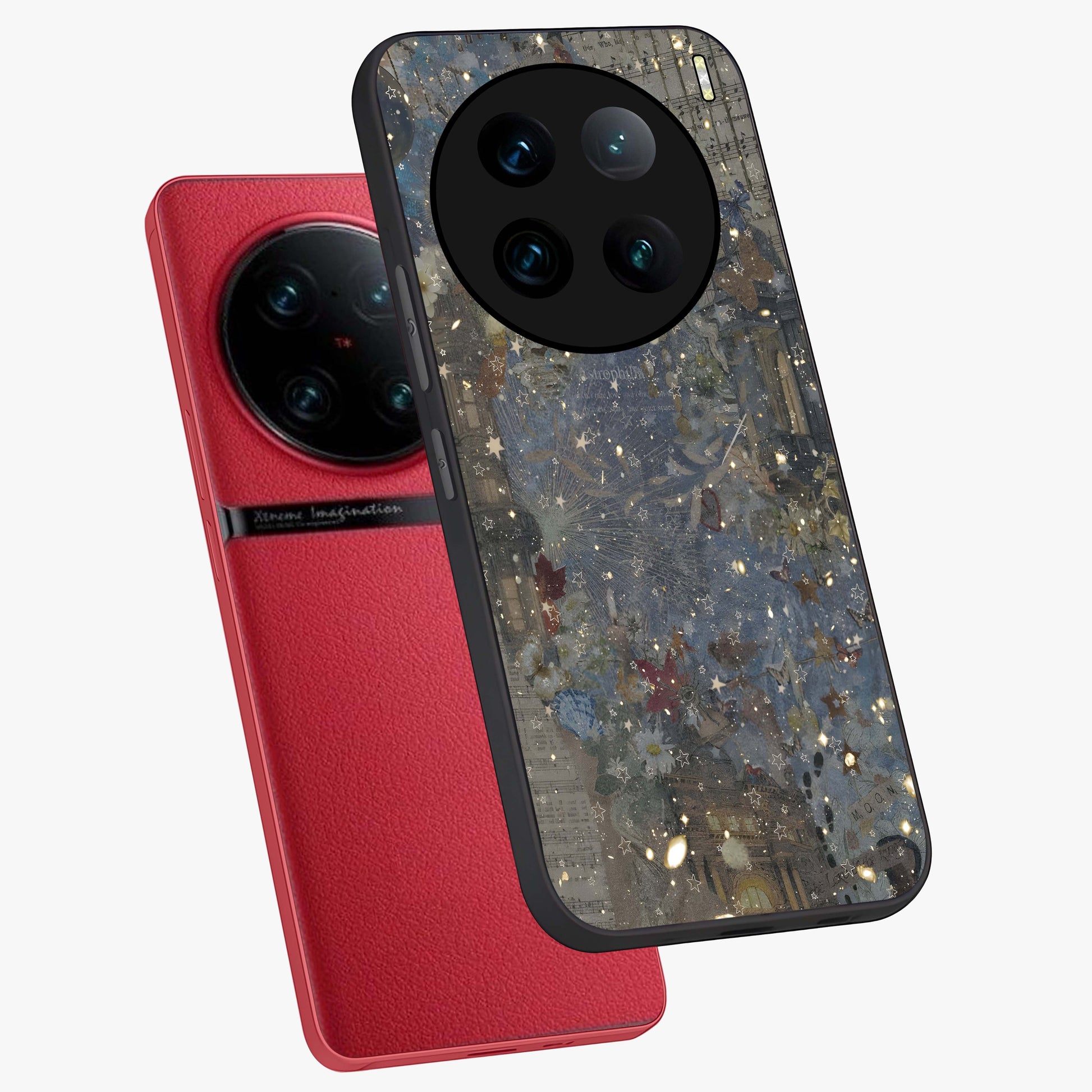 Aesthetic Astrolophia Glass Case displayed in angled mockup highlighting artistic aesthetic elements and smooth glass surface.
