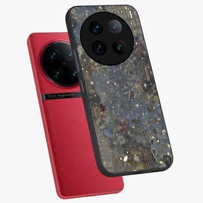 Aesthetic Astrolophia Glass Case displayed in angled mockup highlighting artistic aesthetic elements and smooth glass surface.