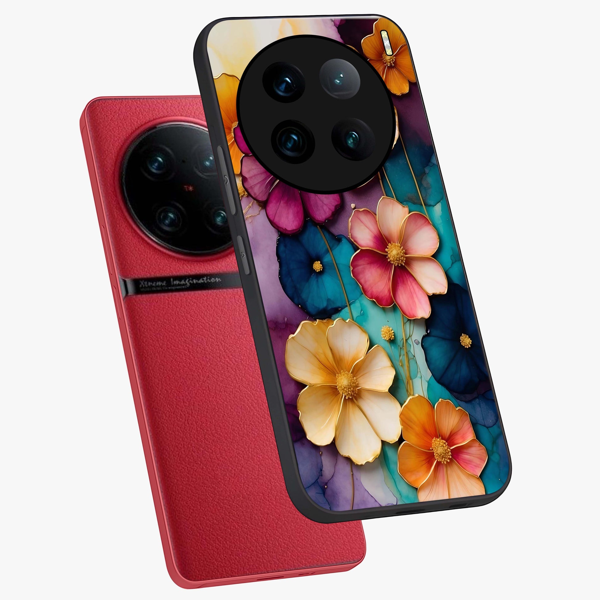 Artlyn Grace Flower Pattern Glass Case displayed in angled mockup highlighting delicate flower pattern design and smooth glass surface.