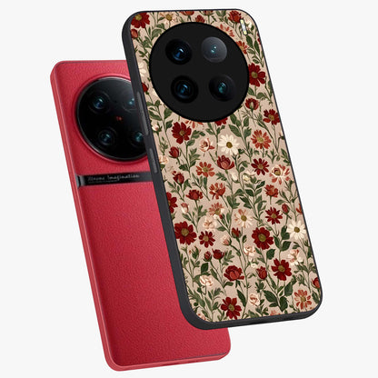 Biege Flower With Leaf Glass Case displayed in angled mockup highlighting minimal floral leaf design and elegant aesthetic.