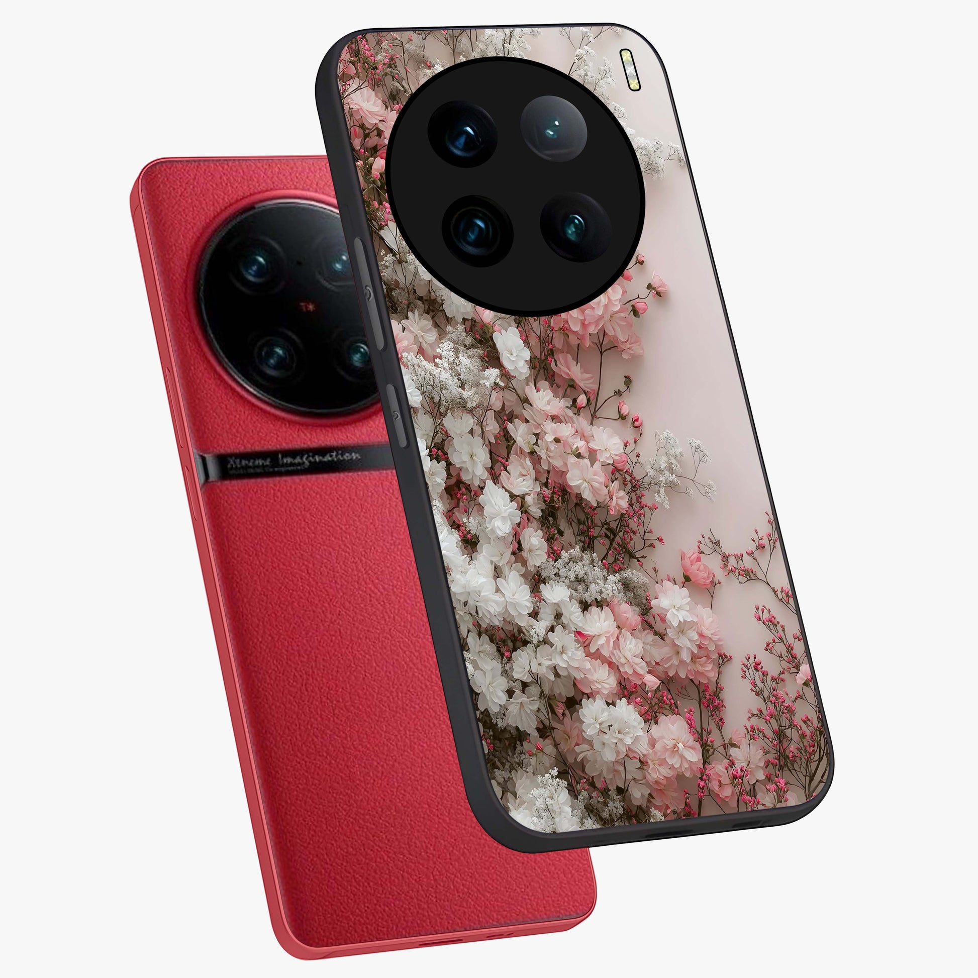 Blush Blossom Cloud Glass Case displayed in angled mockup highlighting soft cloud and blossom design with pastel aesthetic.