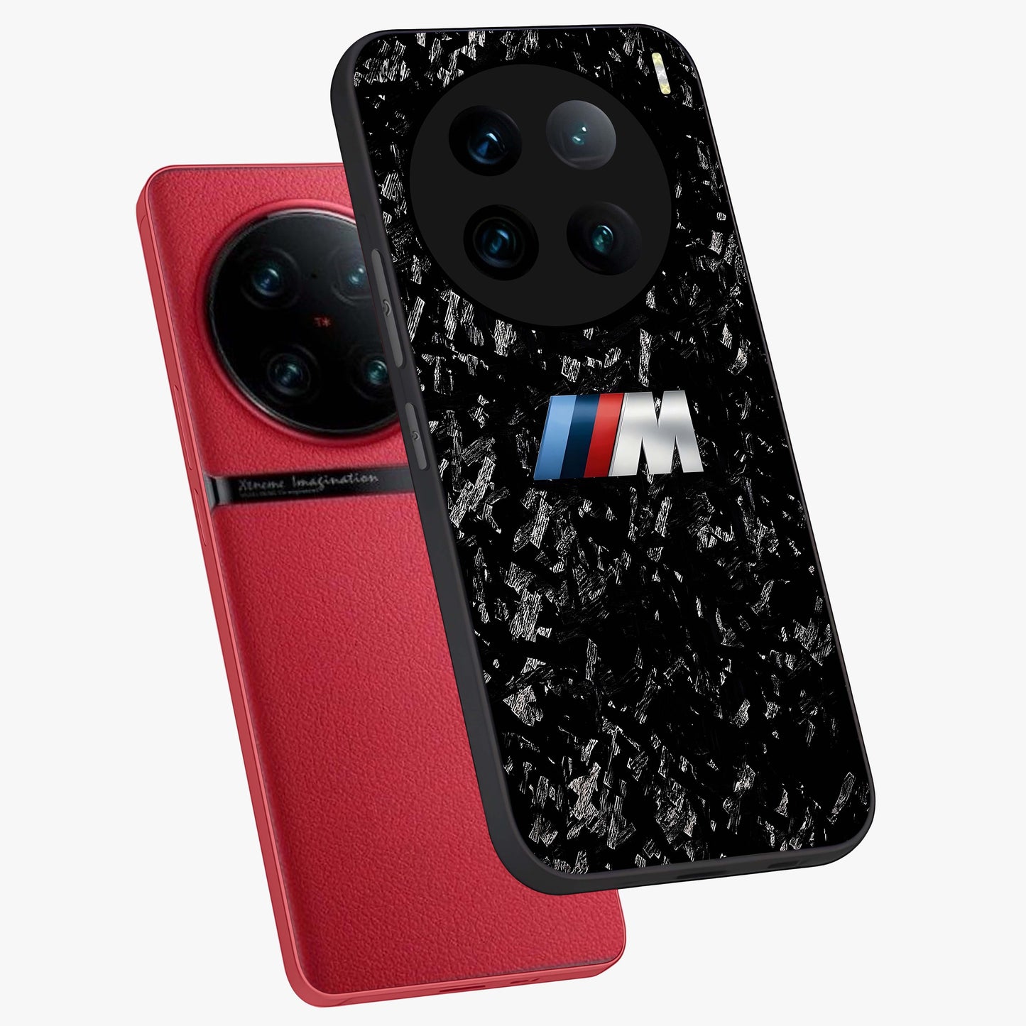 Carbon Speed Mark Glass Case displayed in angled mockup highlighting racing inspired carbon design and sleek aesthetic style.