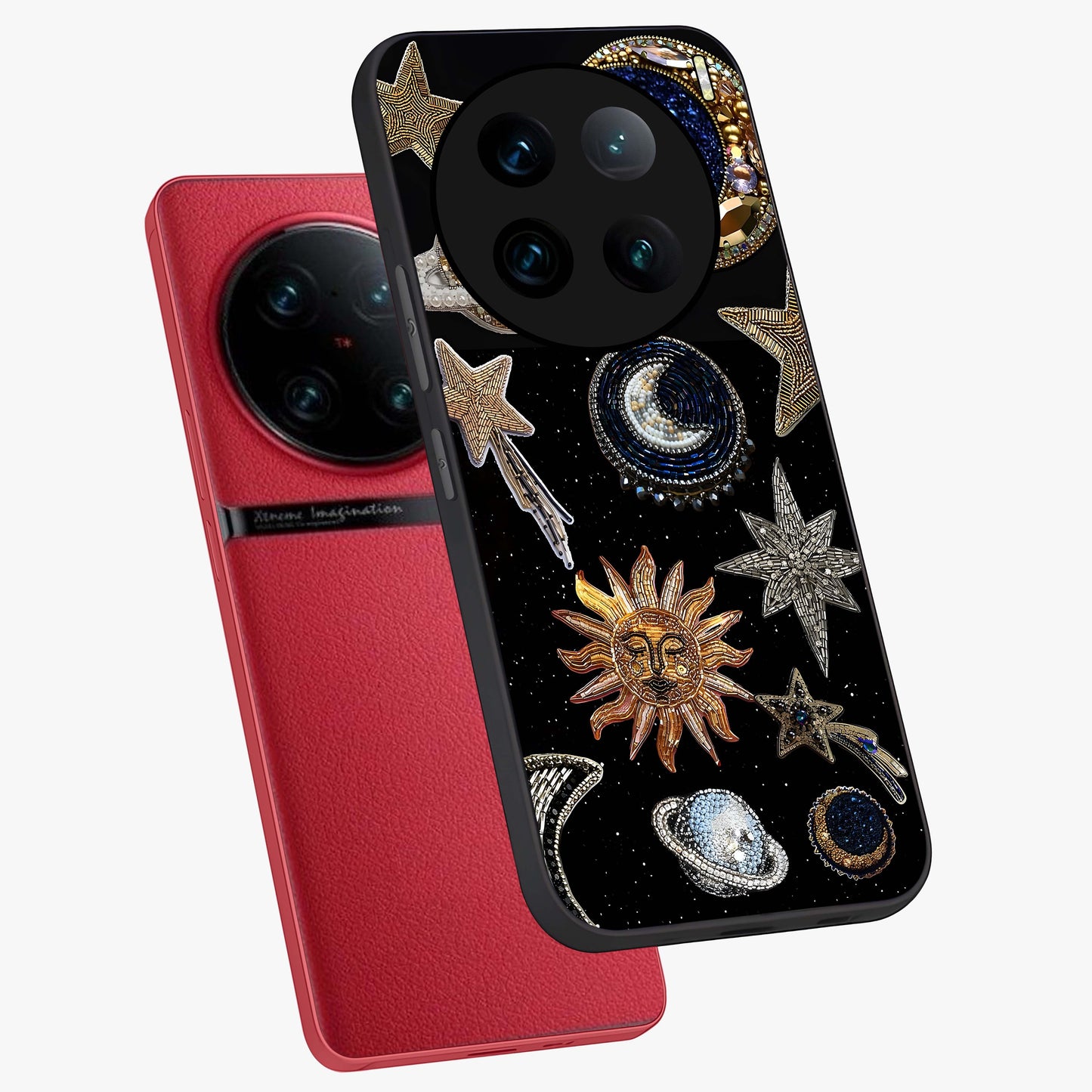 Celestial Gem Constellations Glass Case displayed in angled mockup highlighting gemstone inspired constellation design.