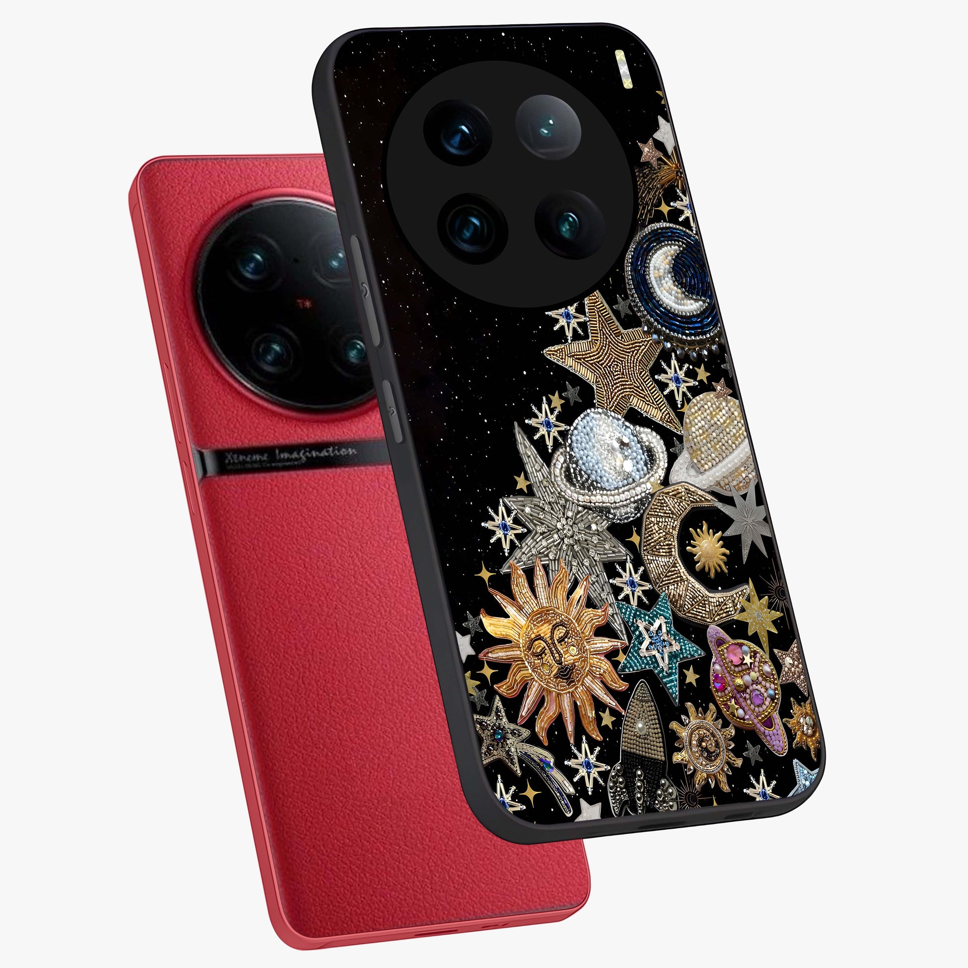 Cosmic Sparkle Dreams Glass Case displayed in angled mockup highlighting dreamy star sparkle design with celestial aesthetic.