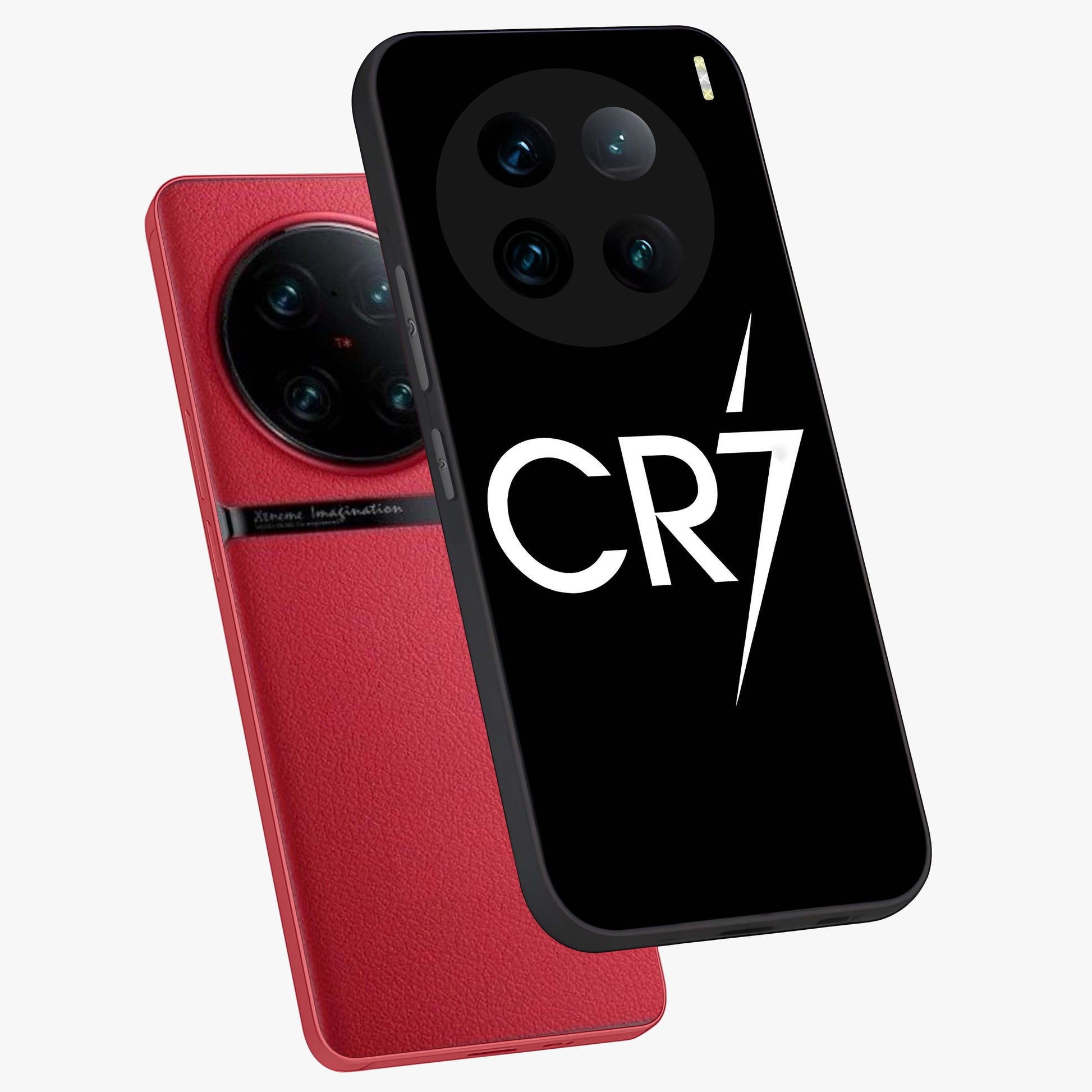 Cr7 Elite Strike Glass Case displayed in angled mockup highlighting powerful sports graphic with bold athletic theme.