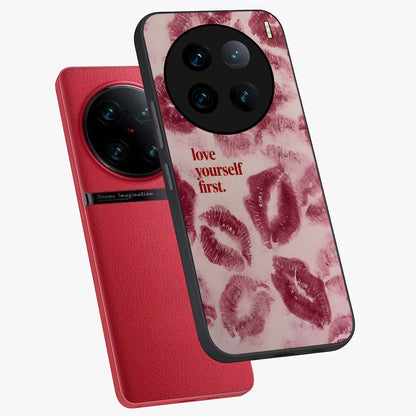 Crimson Kiss Love Glass Case displayed in angled mockup highlighting bold love inspired design with modern aesthetic style.
