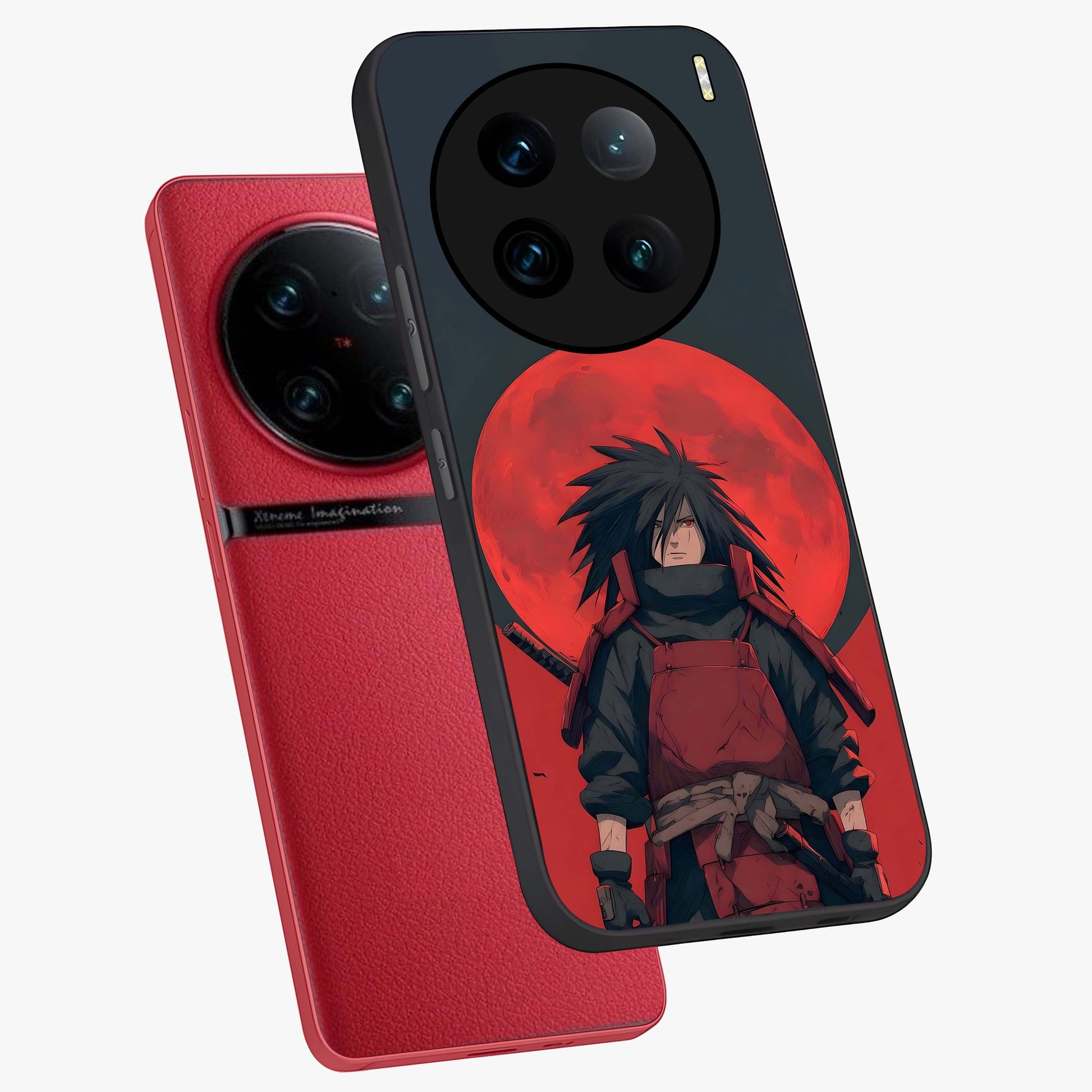 Crimson Moon Warlord Glass Case displayed in angled mockup highlighting dramatic crimson moon design with fantasy aesthetic.
