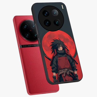 Crimson Moon Warlord Glass Case displayed in angled mockup highlighting dramatic crimson moon design with fantasy aesthetic.
