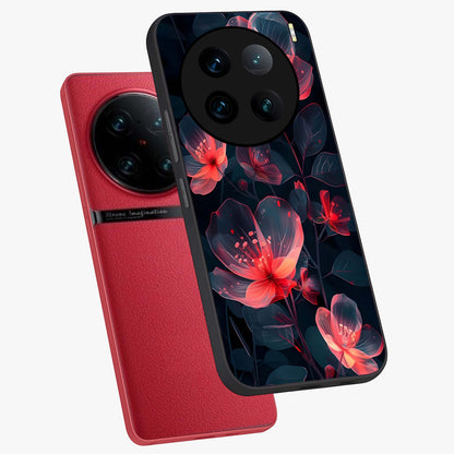 Dark Shade of Flower Glass Case displayed in angled mockup highlighting moody floral illustration with aesthetic dark tones.