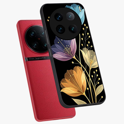 Delicate Multicolor Flowers Glass Case displayed in angled mockup highlighting colorful flower pattern with soft aesthetic style.