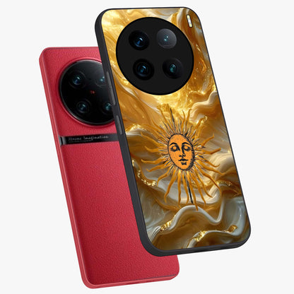 Eternal Golden Glow Glass Case displayed in angled mockup highlighting glowing golden aesthetic design with elegant style.
