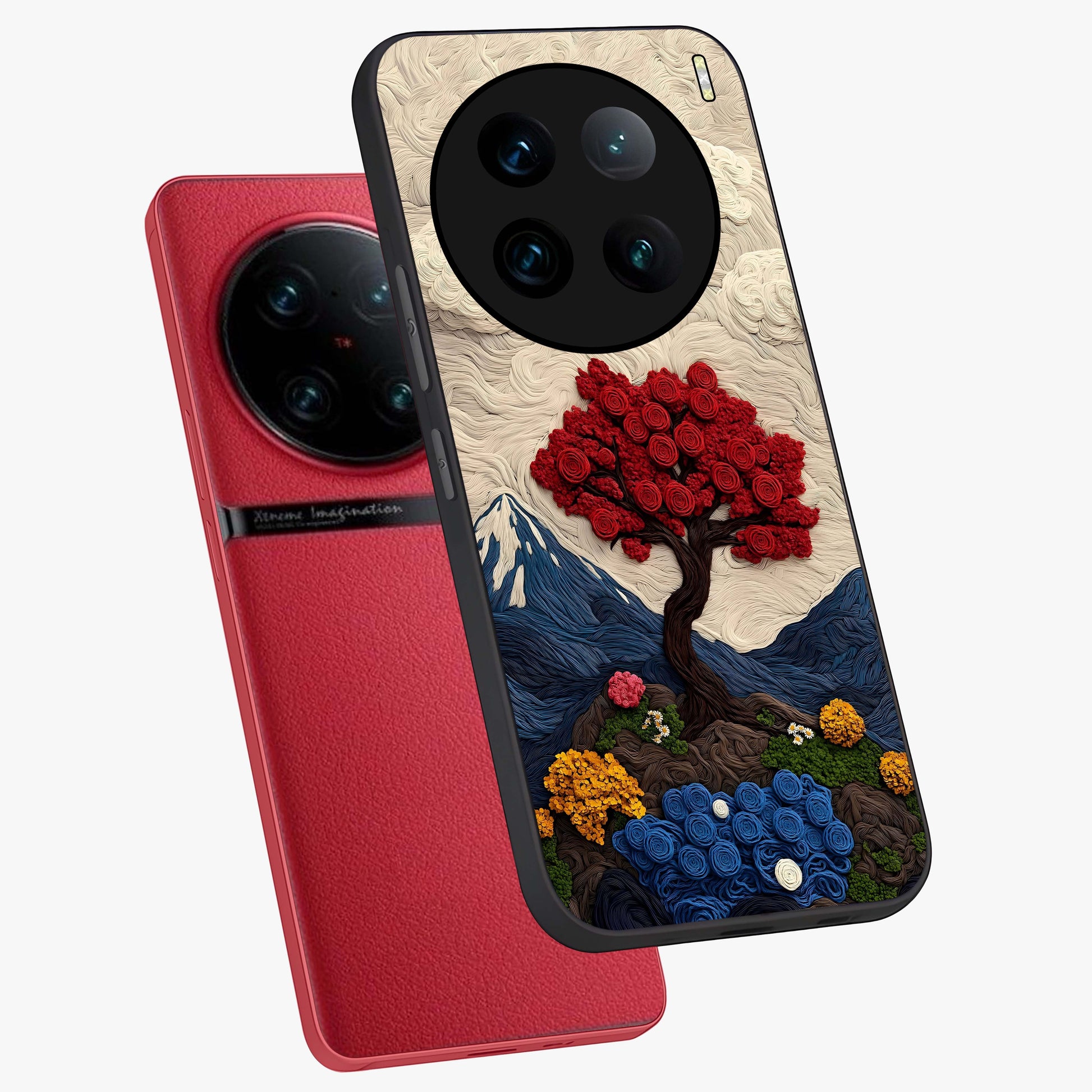 Eternal Nature Tapestry Glass Case displayed in angled mockup highlighting detailed botanical pattern with artistic aesthetic.