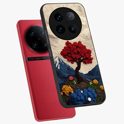 Eternal Nature Tapestry Glass Case displayed in angled mockup highlighting detailed botanical pattern with artistic aesthetic.