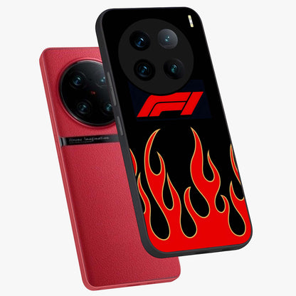 Fire F11 Glass Case displayed in angled mockup highlighting bold fire inspired graphic with energetic aesthetic style.