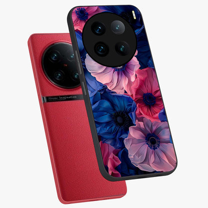 Flower Paper Art Pattern Glass Case displayed in angled mockup highlighting layered paper flower design with artistic aesthetic.