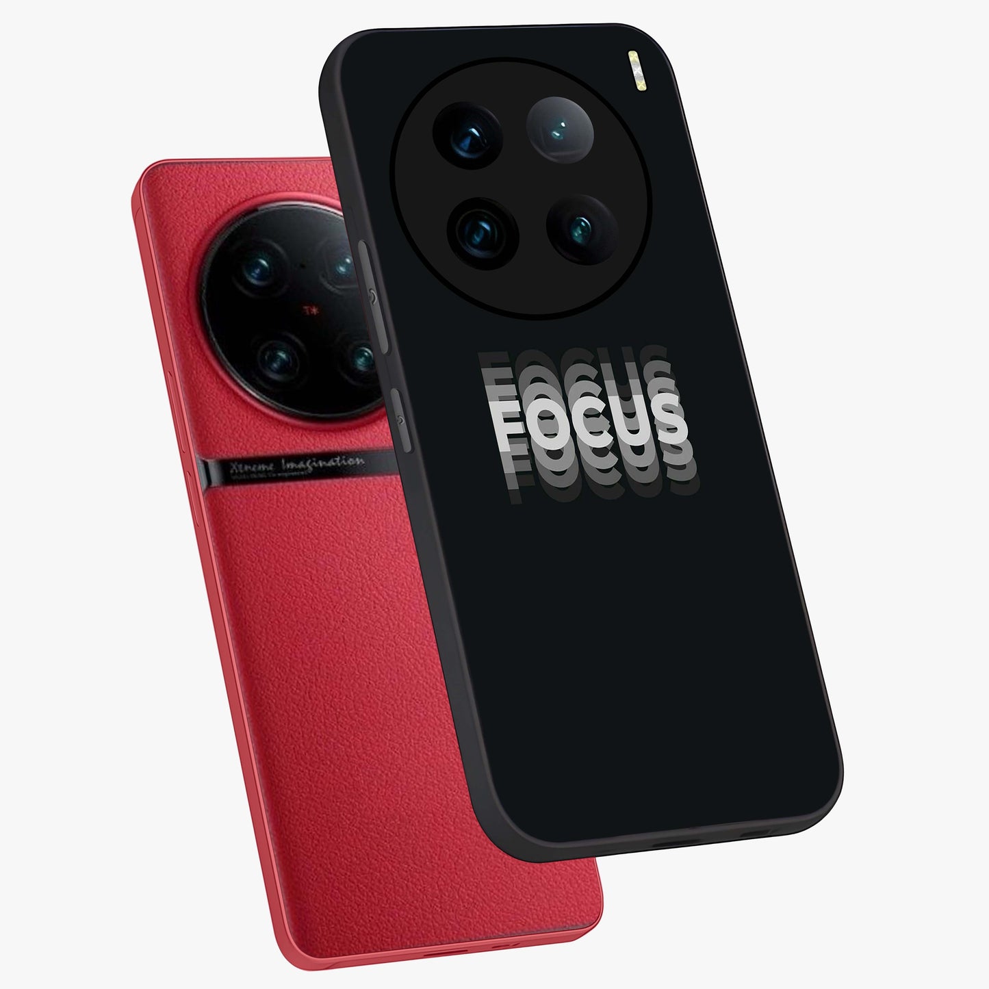 Focus Mode On Glass Case displayed in angled mockup highlighting clean minimal text artwork with modern aesthetic style.