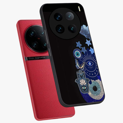 Galactic Charm Cluster Glass Case displayed in angled mockup highlighting luminous galaxy inspired design with dreamy aesthetic.