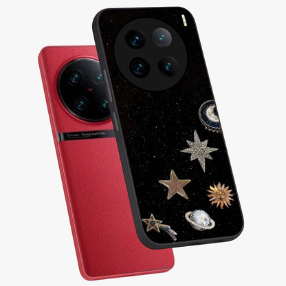 Galactic Charm Glow Glass Case displayed in angled mockup highlighting luminous galaxy inspired design with dreamy aesthetic.