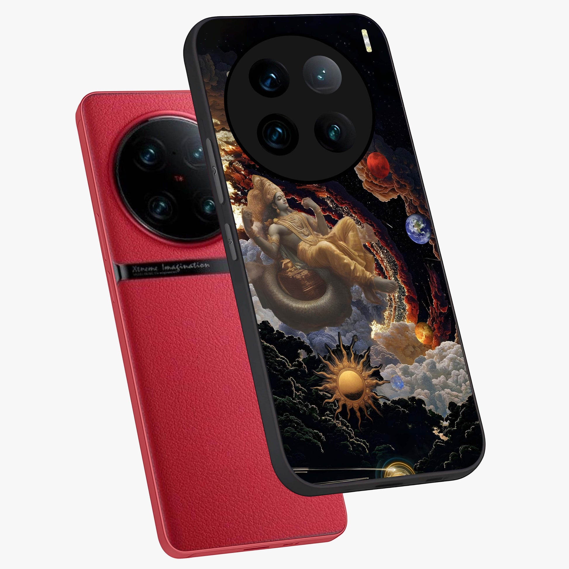 Galactic Divine God Glass Case displayed in angled mockup highlighting powerful celestial deity illustration with galactic aesthetic.