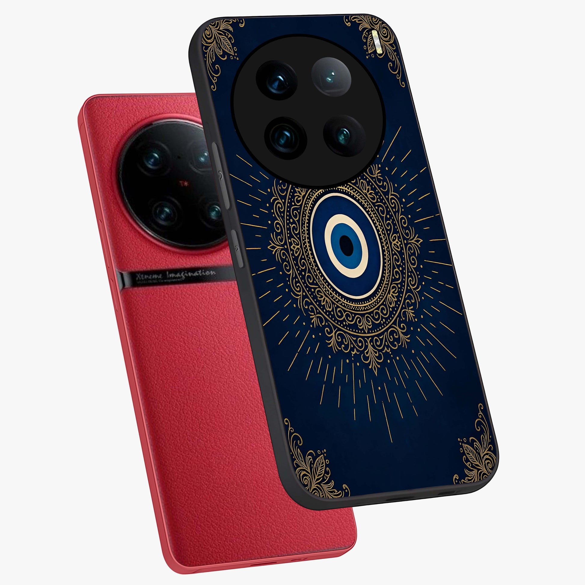 Golden Celestial Charm Glass Case displayed in angled mockup highlighting sparkling cosmic charm design with celestial aesthetic.