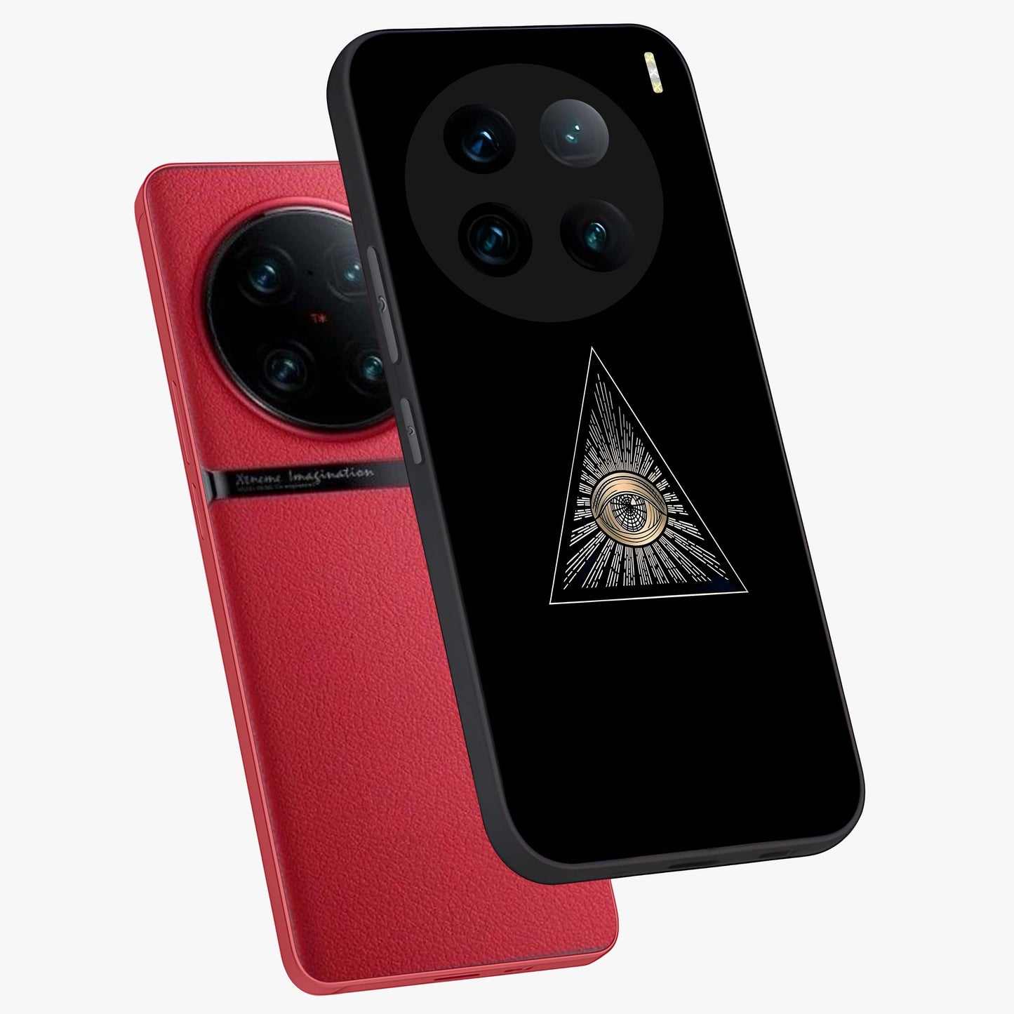 Illuminati Evil Glass Case displayed in angled mockup highlighting dark occult inspired design with bold aesthetic style.