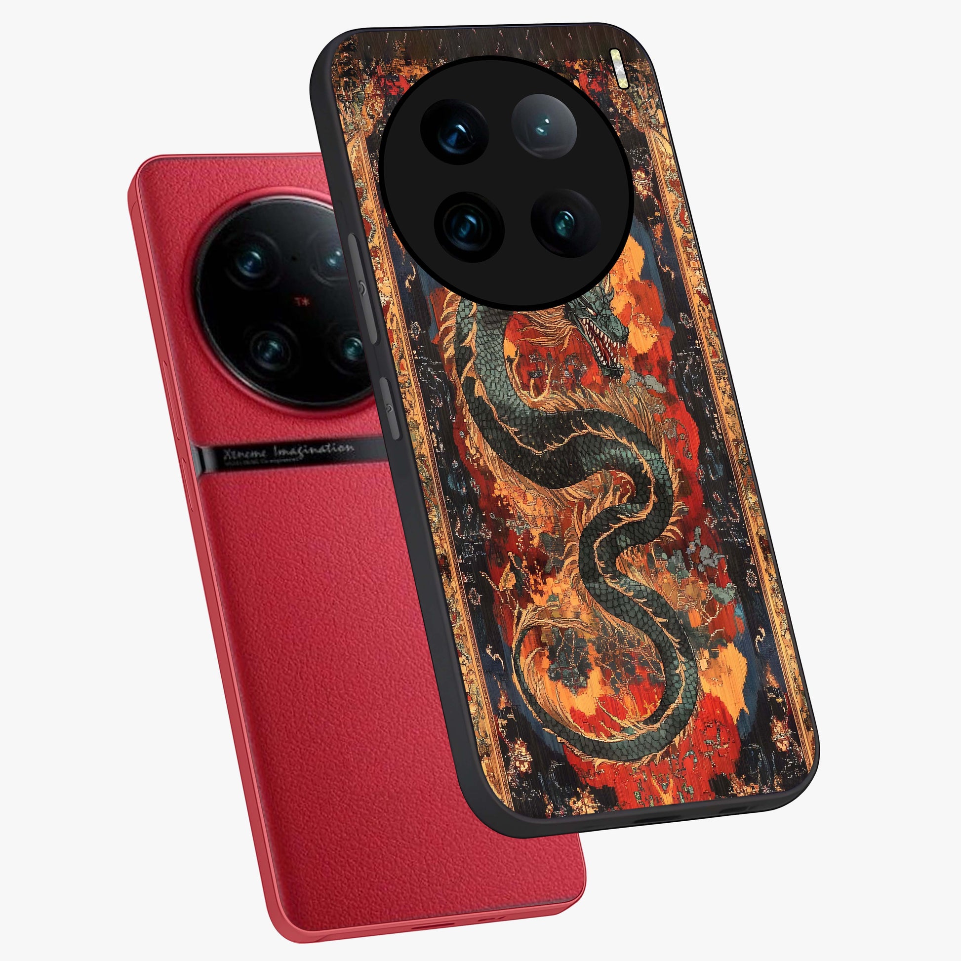 Inferno Dragon Soul Glass Case displayed in angled mockup highlighting powerful dragon illustration with inferno aesthetic.