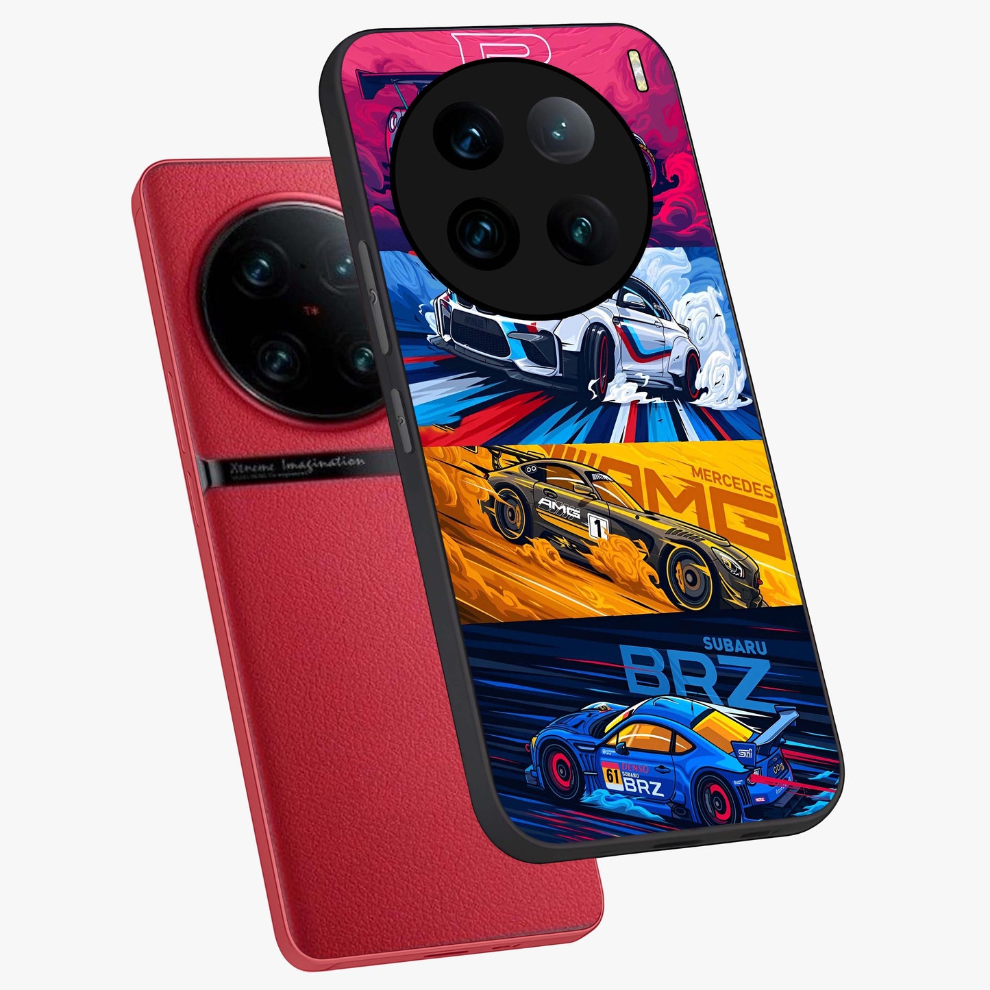 JDM Sports Car Glass Case displayed in angled mockup highlighting sleek Japanese racing car design with automotive aesthetic.